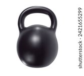 Heavy black kettlebell in bright cartoon 3d style. Cute modern minimal vector illustration.