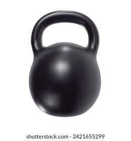 Schwere schwarze Kettlebell im hellen Cartoon 3D-Stil. Moderne minimale Vektorgrafik.