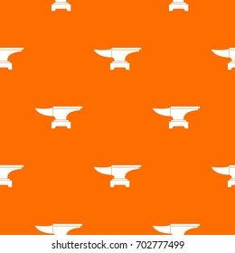 Heavy black metal anvil pattern repeat seamless in orange color for any design. Vector geometric illustration