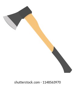 
A heavy blade with wooden handle showing axe pictogram 
