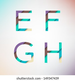 Heavy Bold Colorful Letters E F G H. E letter, F letter, G letter, H letter.