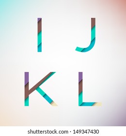 Heavy Bold Colorful Letters I J K L. I letter, J letter, K letter, L letter.