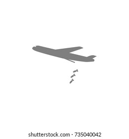 Heavy bomber with bombs icon on white background