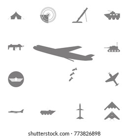 Heavy bomber with bombs icon. Set of military elements icon. Quality graphic design collection army icons for websites, web design, mobile app on white background