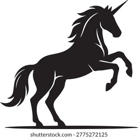 Heavy build draft horse silhouette in a flat vector style. Minimalist illustration of a strong muscular horse for farming and industrial heritage designs.