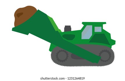 Heavy bulldozer machine icon, on white background.