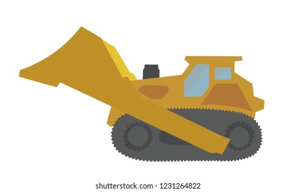 Heavy bulldozer machine icon, on white background.