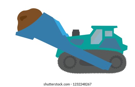 Heavy bulldozer machine icon, on white background.