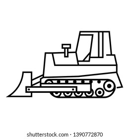 Heavy bulldozer machine monochrome icon