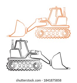 Heavy Bulldozer Machine Vector Illustration. Bulldozer Icon Design Element Vector Eps 10. Bulldozer Isolated On White Background