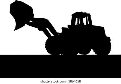 Heavy bulldozer over orange background