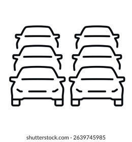 Heavy car traffic icon representing congested road conditions in a busy city environment