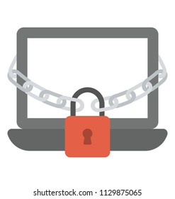 
Heavy chain with a padlock around the laptop, computer security concept
