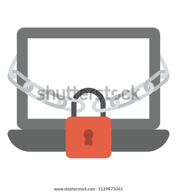 Heavy Chain Padlock Around Laptop Computer Stock Vector (Royalty Free ...