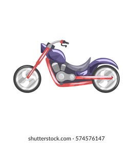 Heavy Chopper Motorcycle In Stylish Black And Orange Design, Biker Subculture Element