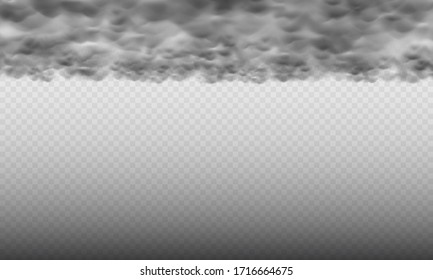 Heavy clouds overlay or background, gray rainy clouds overcast an isolated cloudscape vector element, dull stormy weather sky effect