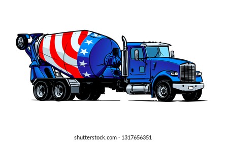 Heavy Concrete Mixer Truck. Vector Illustration