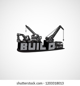 Heavy construction equipment are different types of cranes.