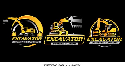Heavy Construction Excavator Logo Design Template.