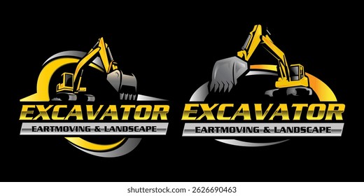 Heavy Construction Excavator Logo Design Template.