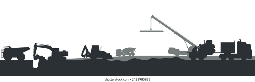 heavy construction machinery in the city. Vector illustration. Eps 10.