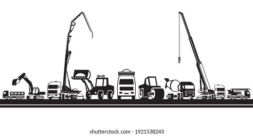 Maquinaria de construcción pesada - ilustración vectorial