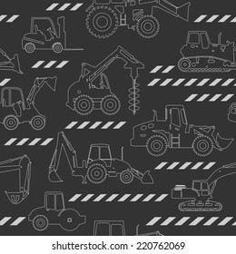 Heavy construction machines seamless background