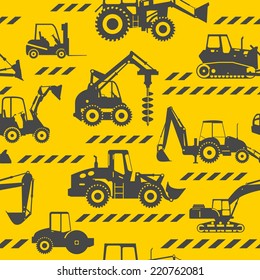 Heavy construction machines seamless background