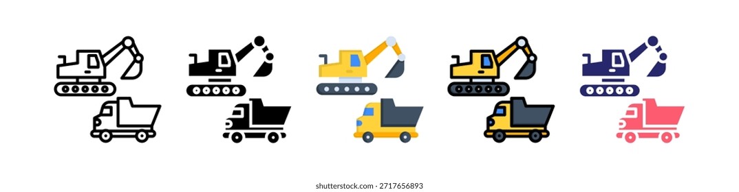 Heavy Construction Multiple Style Icon Set Collection..