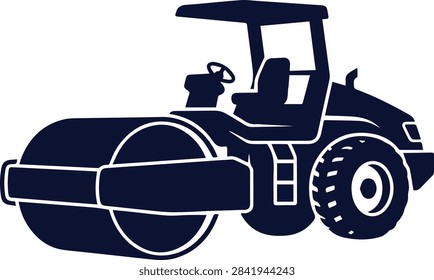 Heavy construction road roller compactor machine vector icon