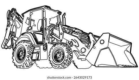 Heavy Construction Vehicle Line Vector Art	