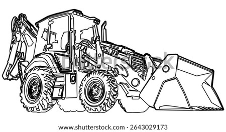 Heavy Construction Vehicle Line Vector Art	