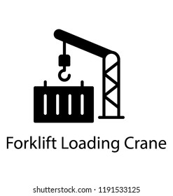 Heavy crane lifting freight containers illustrating icon for container crane