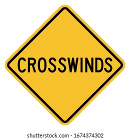 Heavy crosswinds warning signs for area. Black on yellow background. Perfect for backgrounds, backdrop, sticker, label, sign, symbol, icon and wallpaper.