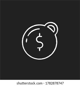 Heavy debt chalk white icon on black background. Economic depression. Financial recession. Prison ball with dollar sign. Owe money. Burden of credit. Isolated vector chalkboard illustration