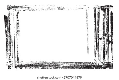 Heavy Distressed Ink Frame with Thick Border and Central Transparent Negative Space