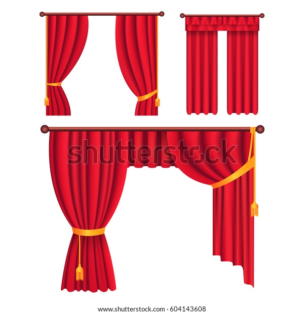 Heavy Drapes Red Fabric Gold Tie Stock Vector Royalty Free 604143608