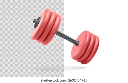 Heavy Dumbbell for Powerlifting and Strength Training in Clean 3D Style. Pink Gym Equipment for Weight Workout. Vector Illustration.