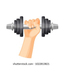 Heavy dumbbell to train muscules in strong human hand