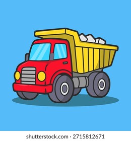 Schwere Deponie LKW-Kipper Vektorgrafik-Symbol für Baustelle Schleppen Sand und industrielle Erdbewegung.