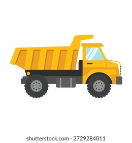 Heavy dumper truck flat vector illustration on white background for construction use