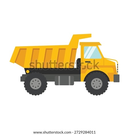 Heavy dumper truck flat vector illustration on white background for construction use