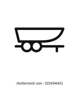 Heavy duty boat trailer isolated icon, boat trailer outline  vector symbol with editable stroke