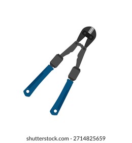 ein Hochleistungs-Bolzenschneider, flache Vektorgrafik, einzeln auf weißem Hintergrund. perfekt für Designs, die sich auf Hardware, Konstruktion und harte Arbeit beziehen. ideal für den Bau, Hardware-Reparatur