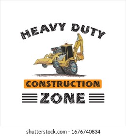 Heavy Duty Construction Zone T-shirt.Engineering T-shirt Design And Vector.