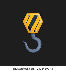 Heavy Duty Crane Hook - Industrial Lifting Equipment for Construction and Cargo, Vector Element for decor and design