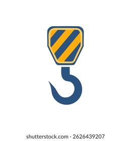 Heavy Duty Crane Hook, Industrial Lifting Equipment for Construction and Cargo, Vector Element