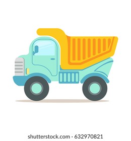 Heavy duty dump truck, construction machinery equipment colorful cartoon vector Illustration