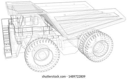 Heavy Duty Dump Truck Tipper Drawing Stock Vector (Royalty Free ...