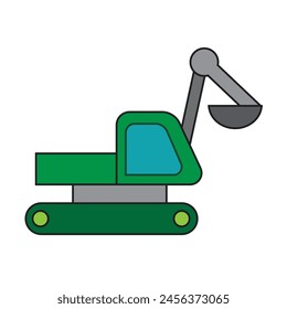 A heavy duty excavator for civil works - Illustration  - Machinery vector - Construction icon 